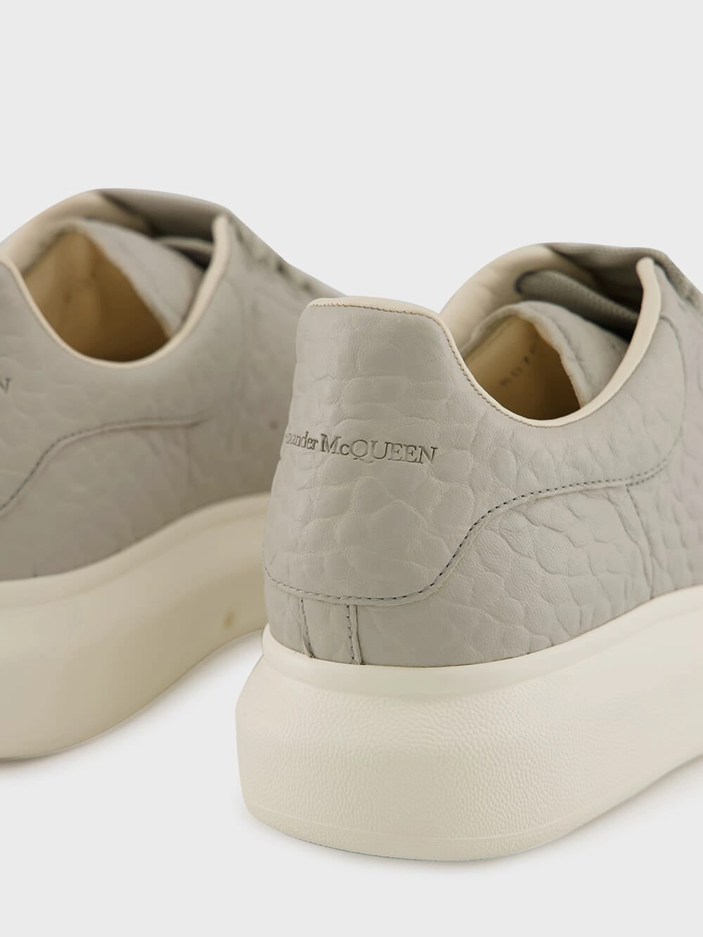 Cool Grey Grain Leather Low-Top Sneakers