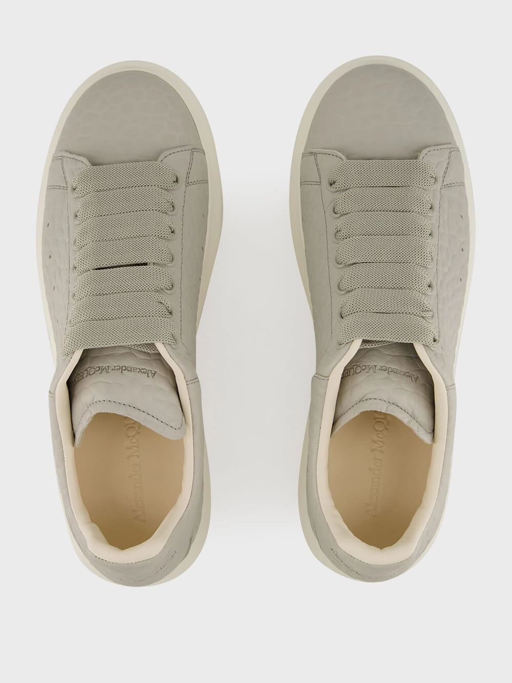 Cool Grey Grain Leather Low-Top Sneakers
