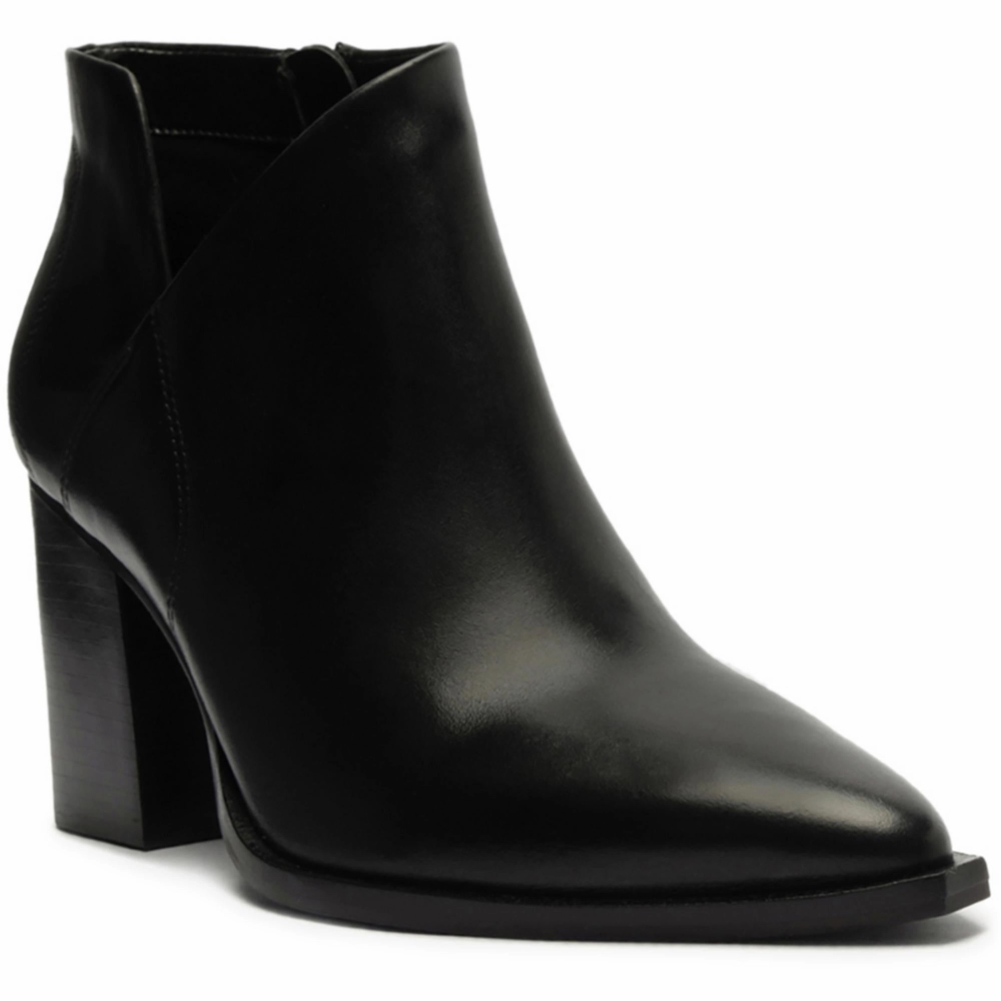 Cora Womens Leather Block Heel Mid-Calf Boots