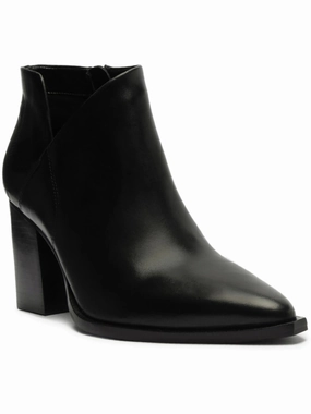 Cora Womens Leather Block Heel Mid-Calf Boots Womens Dress Boots for less