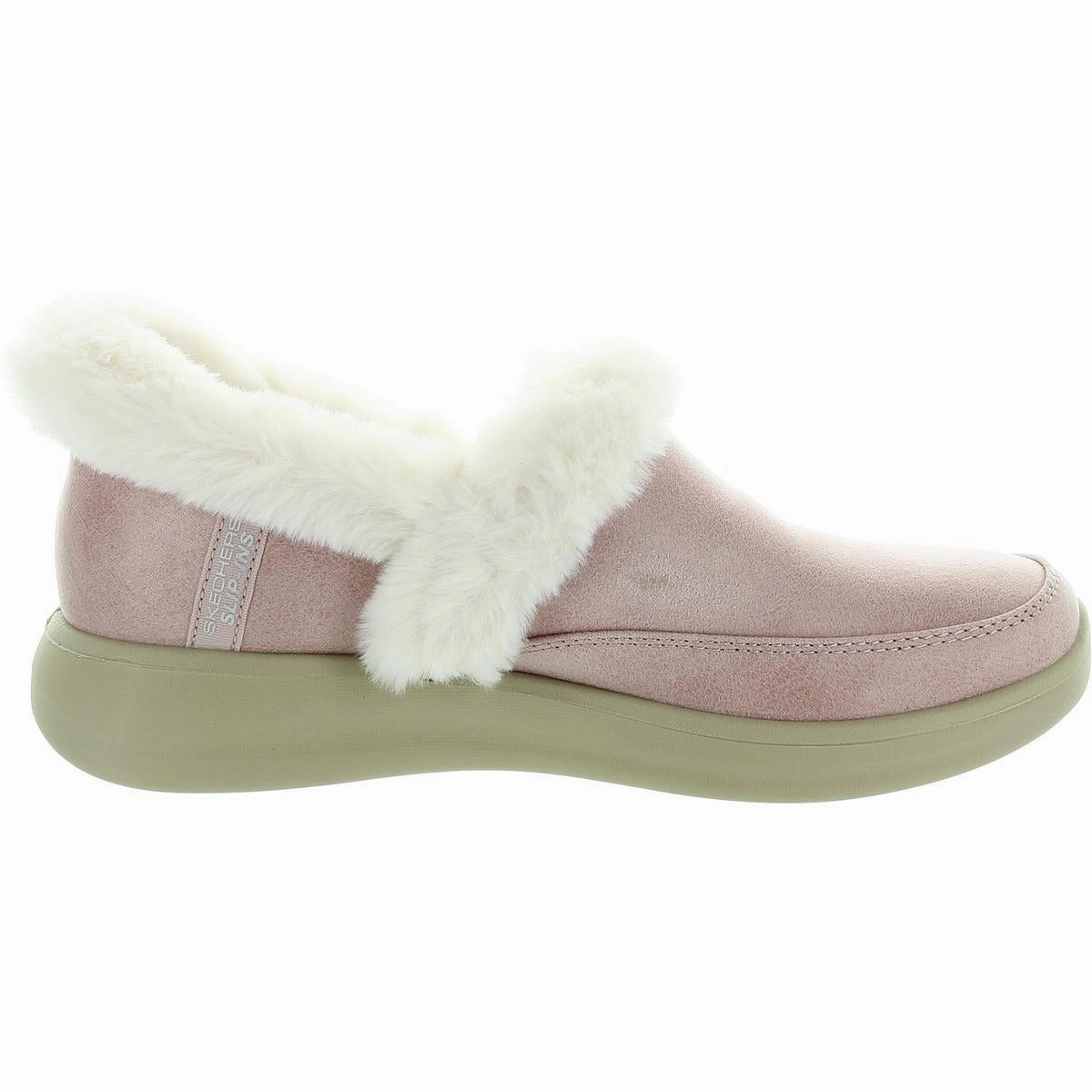 COZY ESCAPE Womens Faux Fur Lined Faux Leather Loafer Slippers