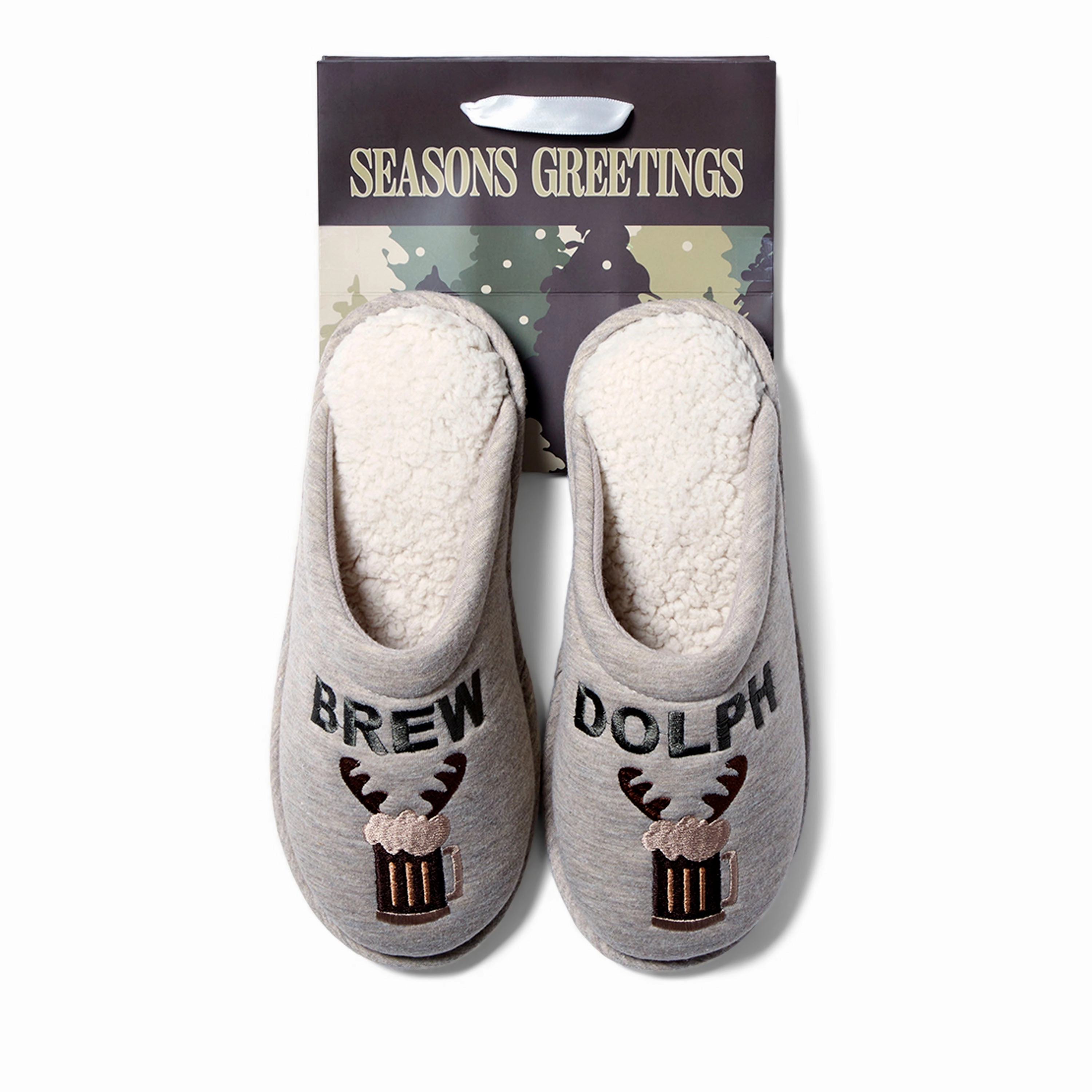 Cozyfoams Men's Holiday Novelty Scuff Slipper and Gift Bag Mens Slippers clearance sale