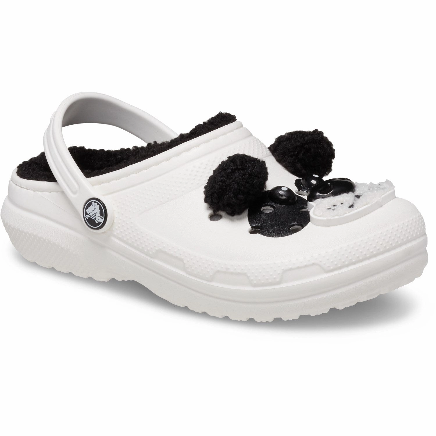 Crocs Chalk/Black Classic Lined IAM Panda Bear Clog T Kids Closed Toe Sandals promo