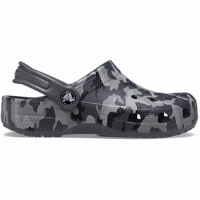 Crocs Classic Camo Clog Black/Grey Water Sandals for Kids discount