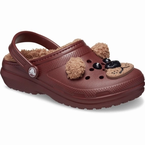 Crocs Dark Clay Classic Lined IAM Brown Bear Clog T Kids Closed Toe Sandals promo