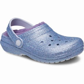 Crocs Frosted Glitter Classic Lined Glitter Clog Kids Closed Toe Sandals promo
