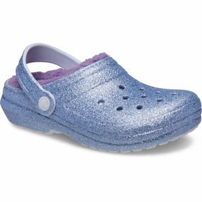 Crocs Frosted Glitter Classic Lined Glitter Clog Kids Closed Toe Sandals promo