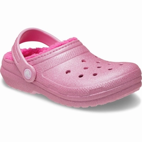 Crocs Pink Tweed Classic Lined Glitter Clog Kids Closed Toe Sandals promo