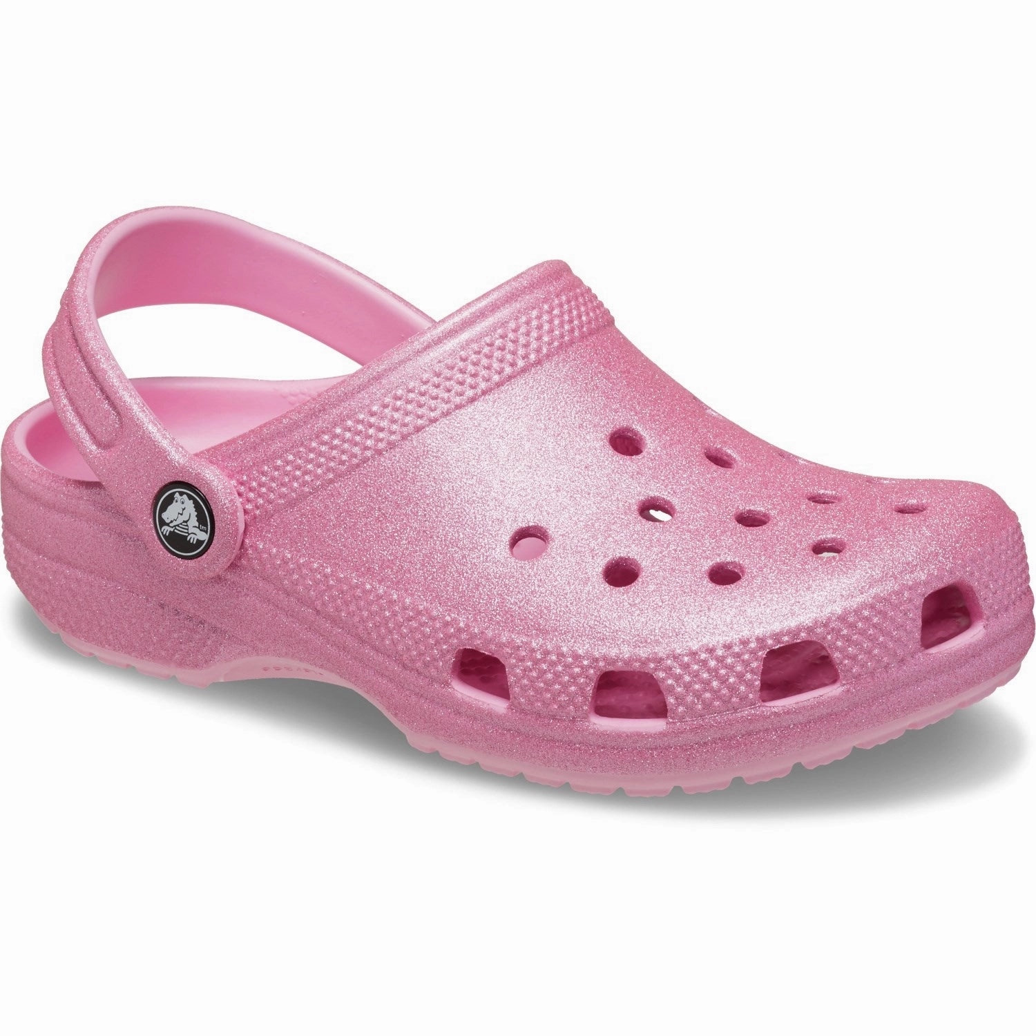 Crocs Pink Tweed Glitter Classic Glitter Clog Water Sandals for Kids discount