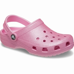 Crocs Pink Tweed Glitter Classic Glitter Clog Water Sandals for Kids discount