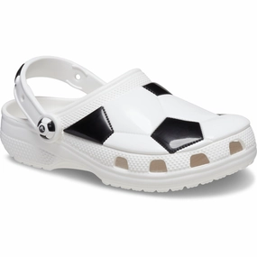 Crocs White/Black Classic Soccer Ball Clog Water Sandals for Kids discount