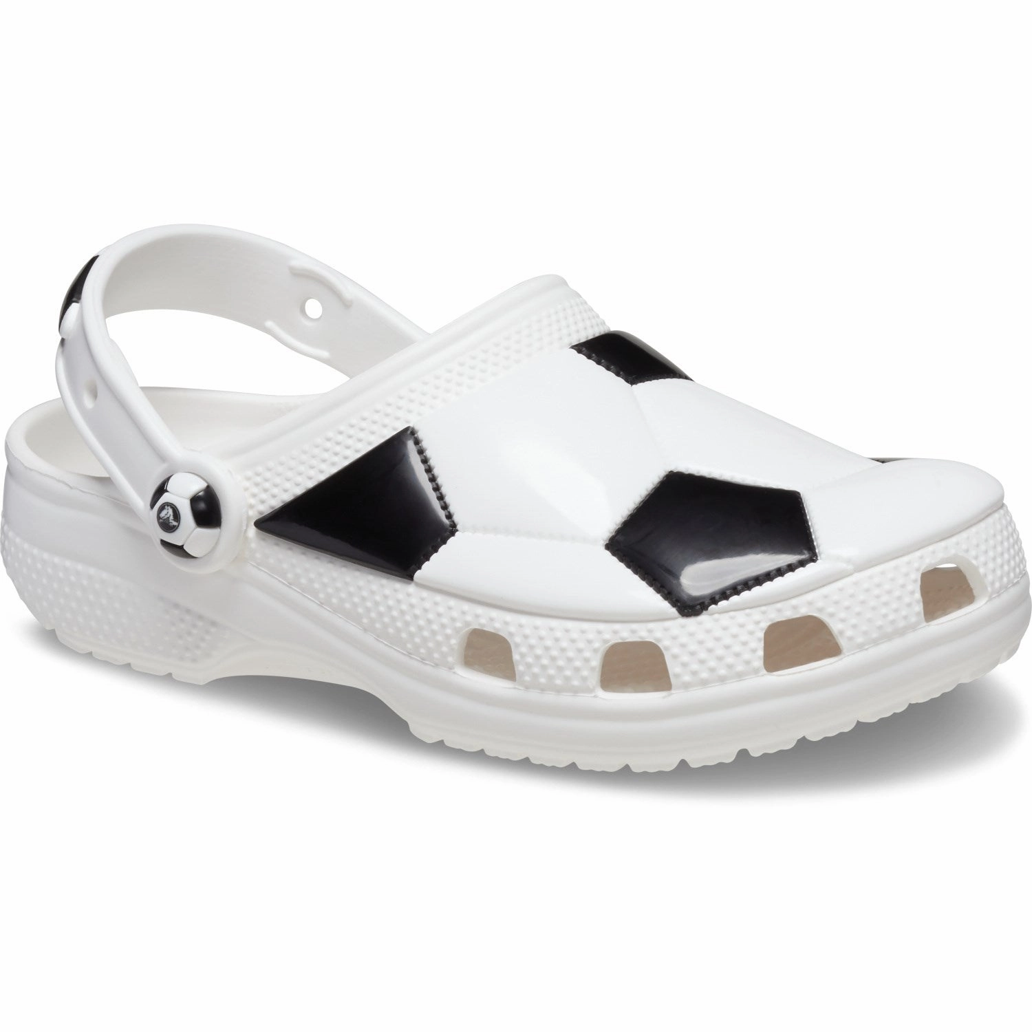 Crocs White/Black Classic Soccer Ball Clog Water Sandals for Kids discount