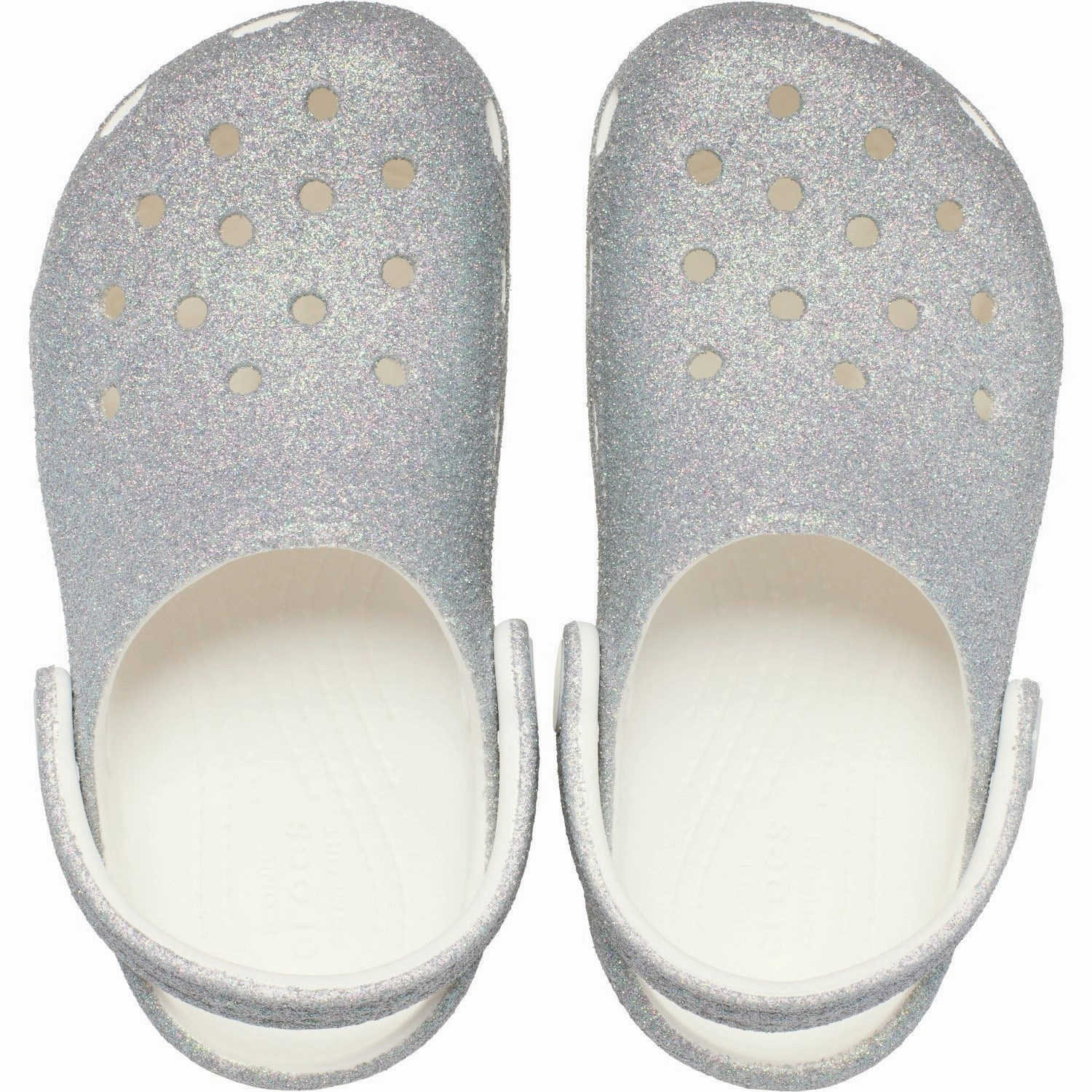 Crocs White Classic Iridescent Glitter Gloc