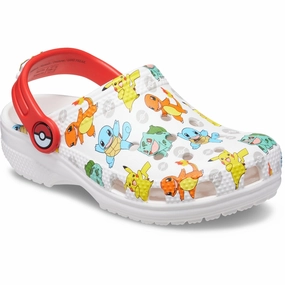 Crocs White/Multi Classic Pokemon Clog Water Sandals for Kids discount