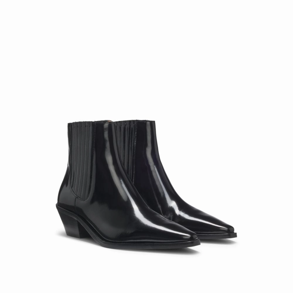 Cuban-heel ankle boots in polished leather Discount Stylish Womens Boots