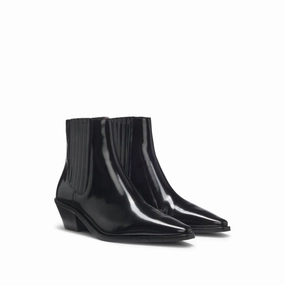 Cuban-heel ankle boots in polished leather Discount Stylish Womens Boots