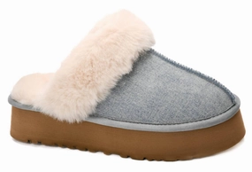 Cuddle Up Fur Slippers In Light Blue Denim Cozy Womens Slippers discount