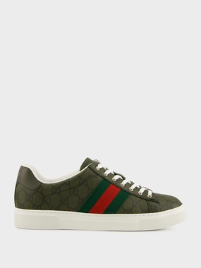 Dark Green GG Supreme Ace Sneakers Promo deal Mens Sneakers