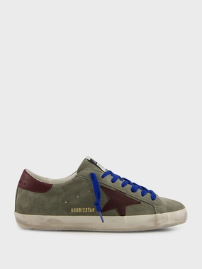 Dark Green Suede Superstar Sneakers with Brown Star Promo deal Mens Sneakers