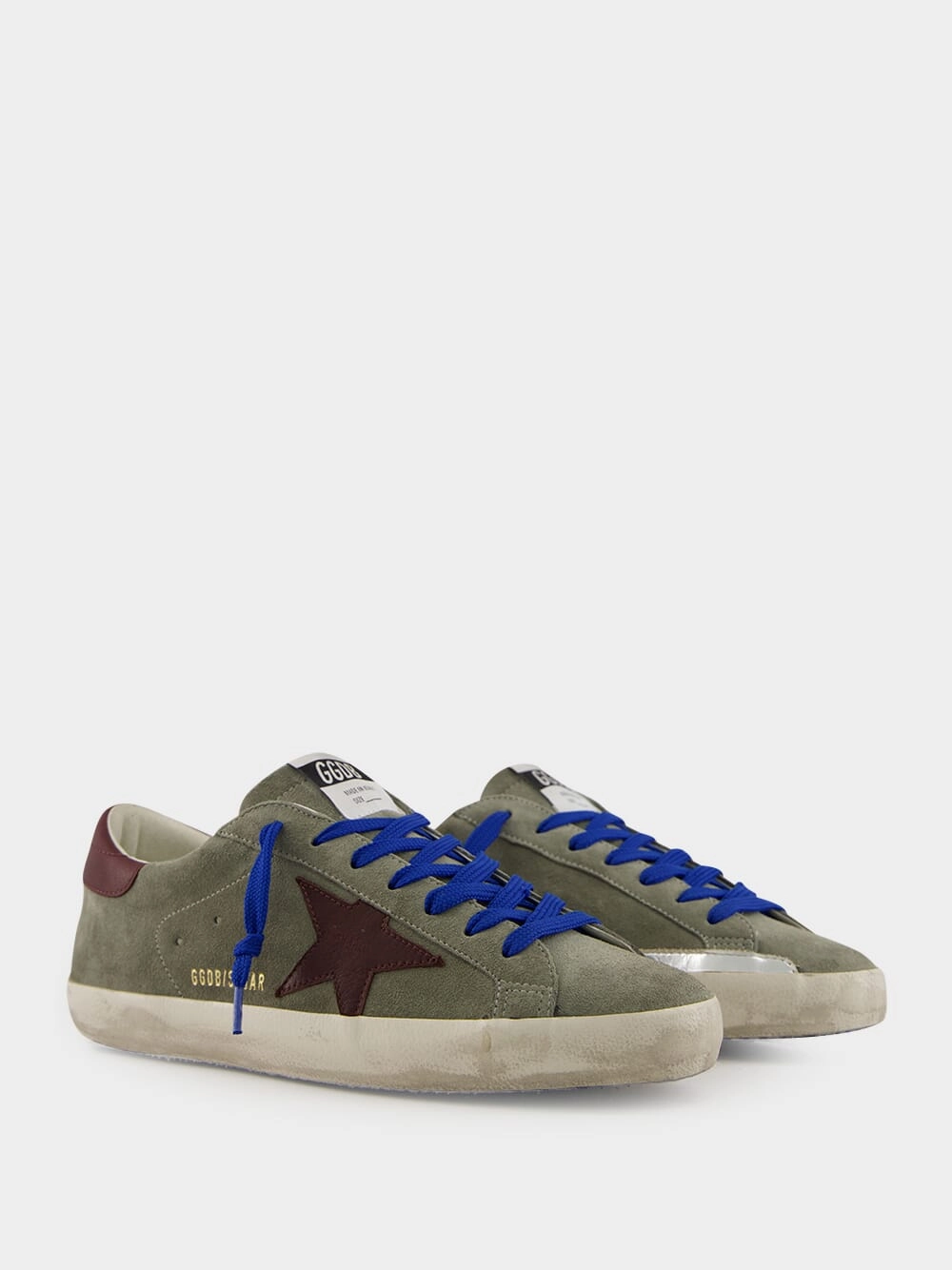 Dark Green Suede Superstar Sneakers with Brown Star