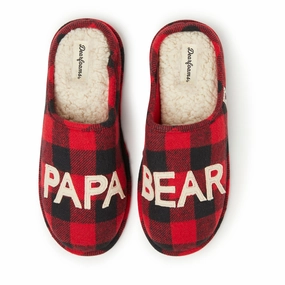 Dearfoams Men's Buffalo Check Family Bear Clog Mens Slippers clearance sale