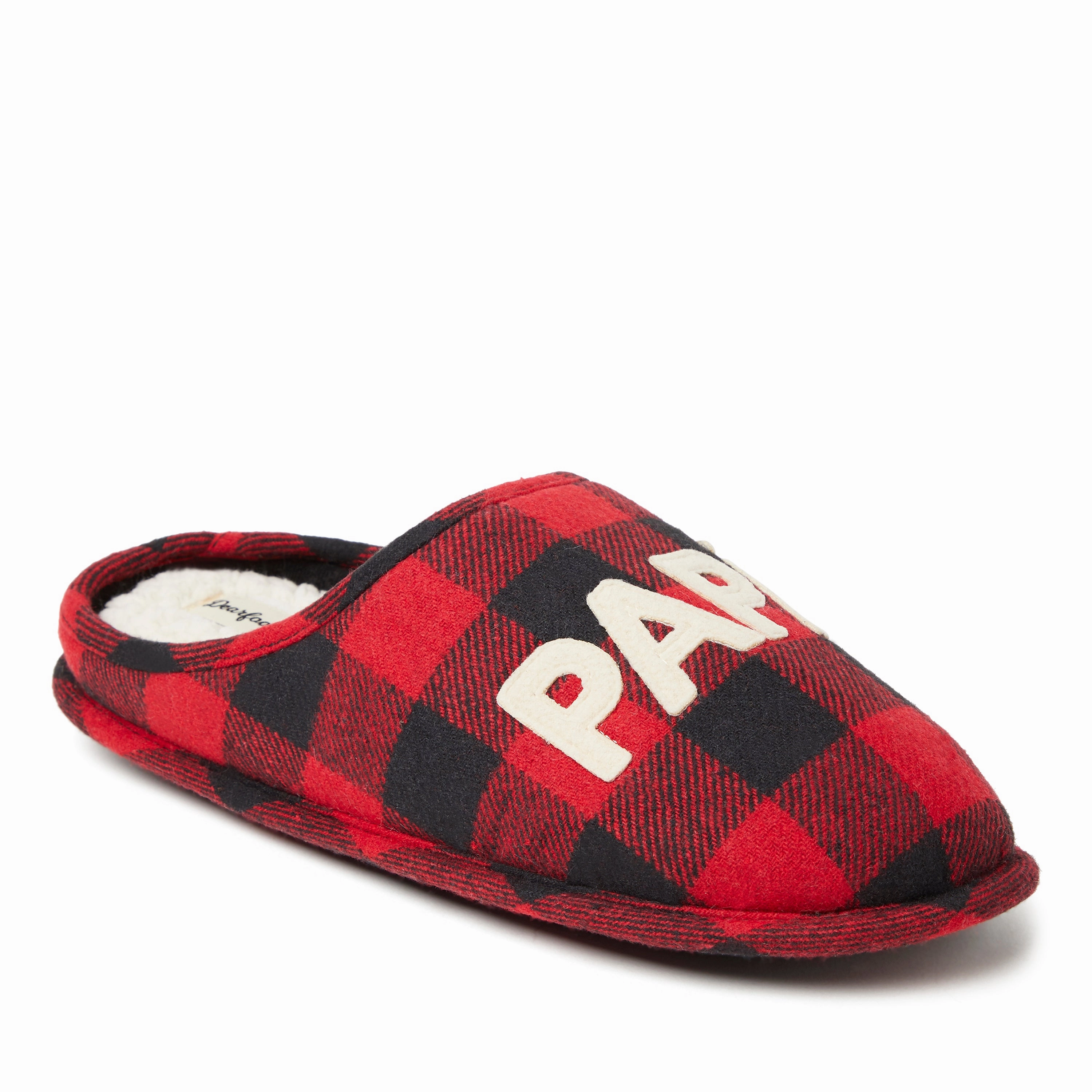 Dearfoams Men's Buffalo Check Family Bear Clog