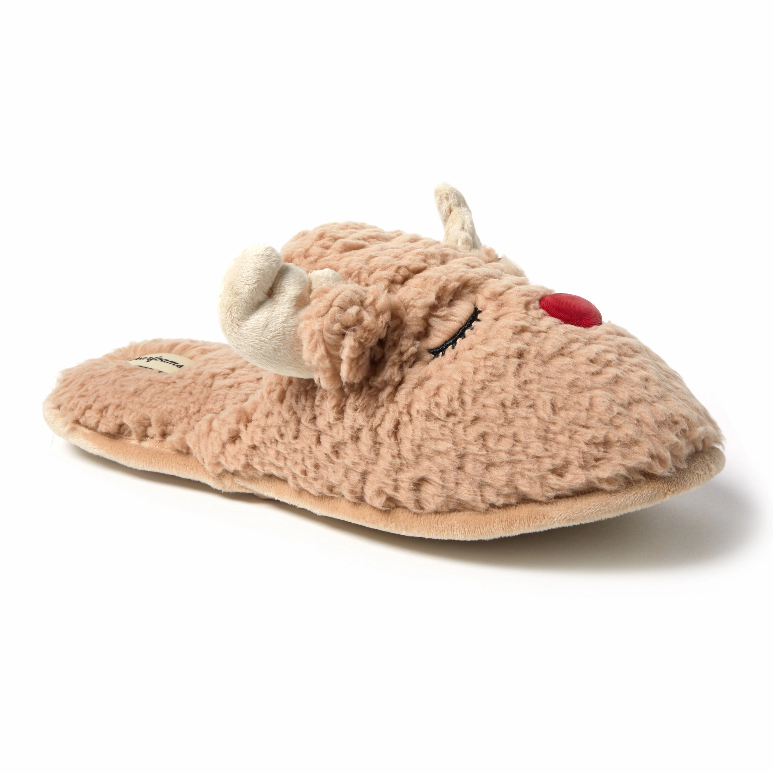 Dearfoams Men's Holiday Novelty Christmas Reindeer Scuff Slipper
