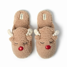 Dearfoams Men's Holiday Novelty Christmas Reindeer Scuff Slipper Mens Slippers clearance sale