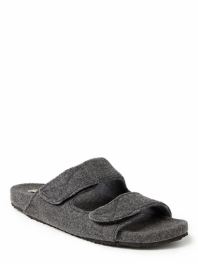 Dearfoams Men's Maddox Wool Blend Double Strap Slide Mens Slippers clearance sale