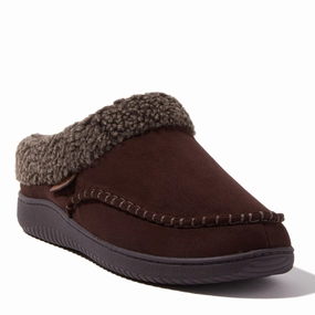 Dearfoams Men's Marshall Microsuede Moccasin Toe Clog Mens Slippers clearance sale