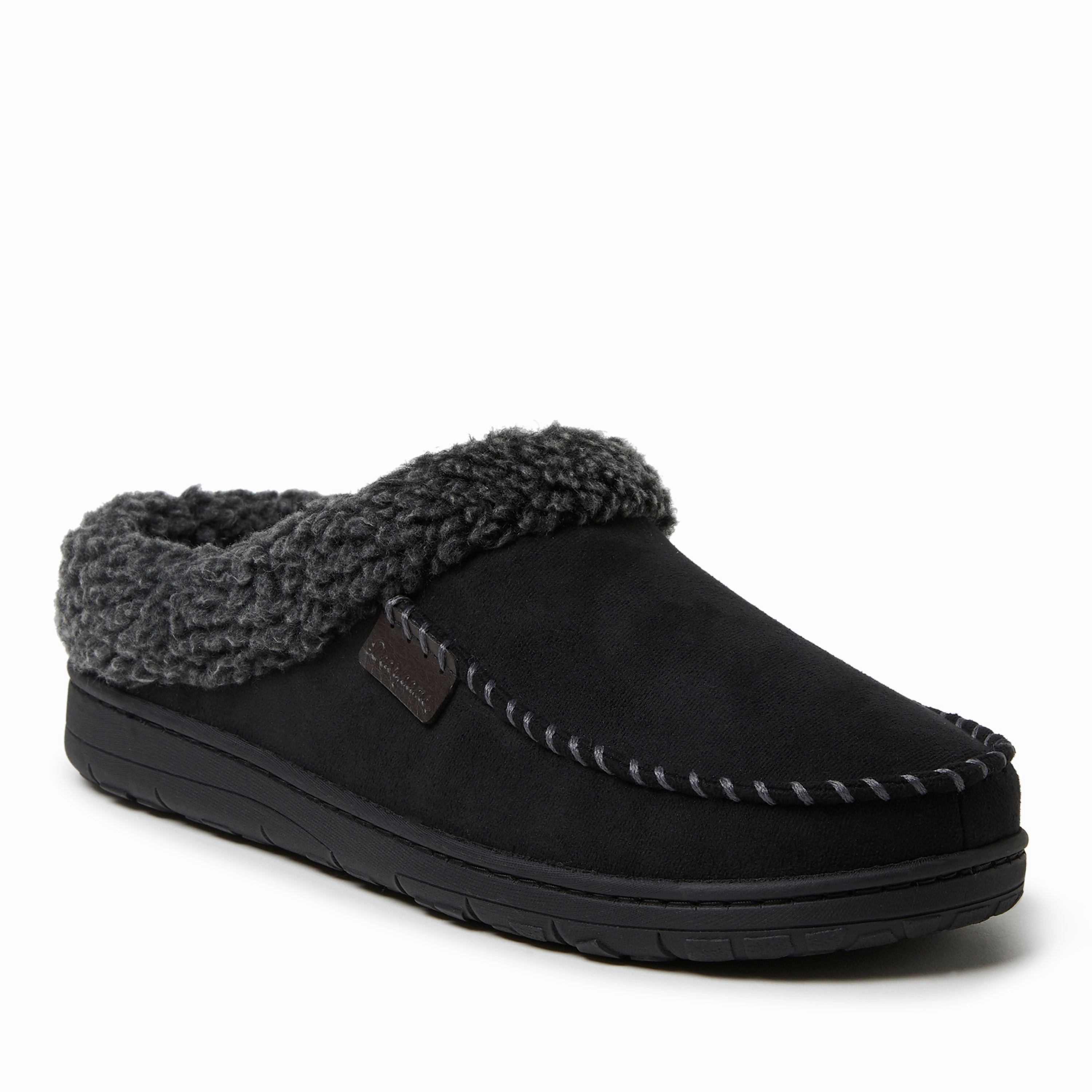 Dearfoams Mens Brendan Microsuede Moc Toe Clog with Whipstitch