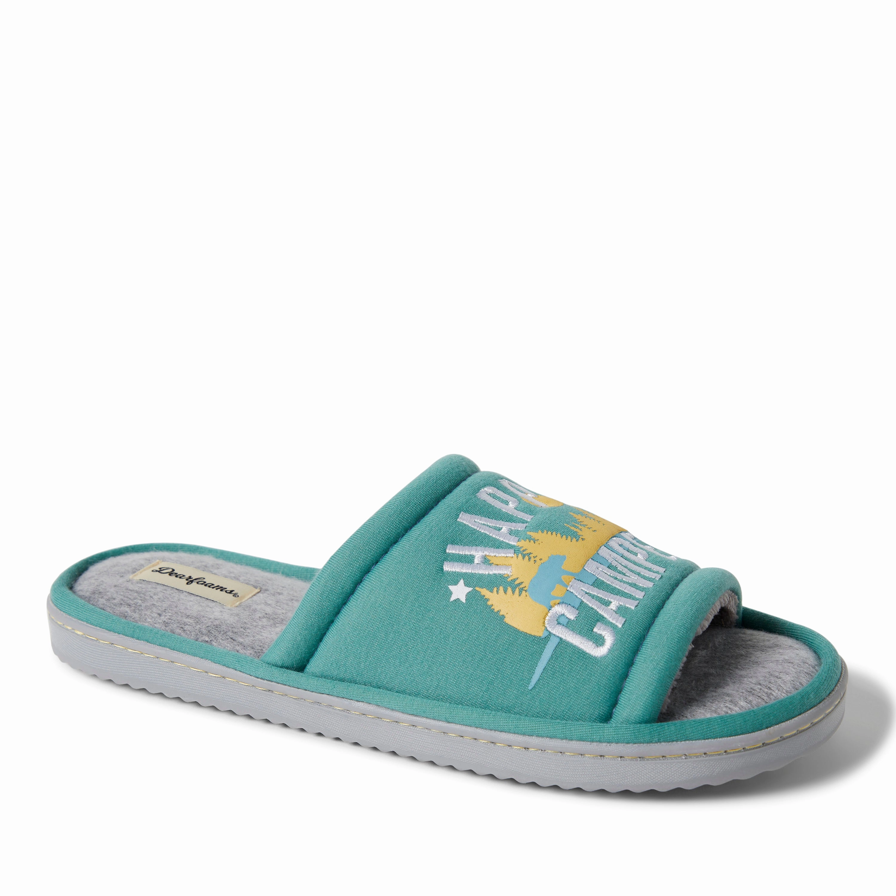 Dearfoams Mens Mens Lennox Sweatshirt Camp Slide Slipper Mens Slippers clearance sale