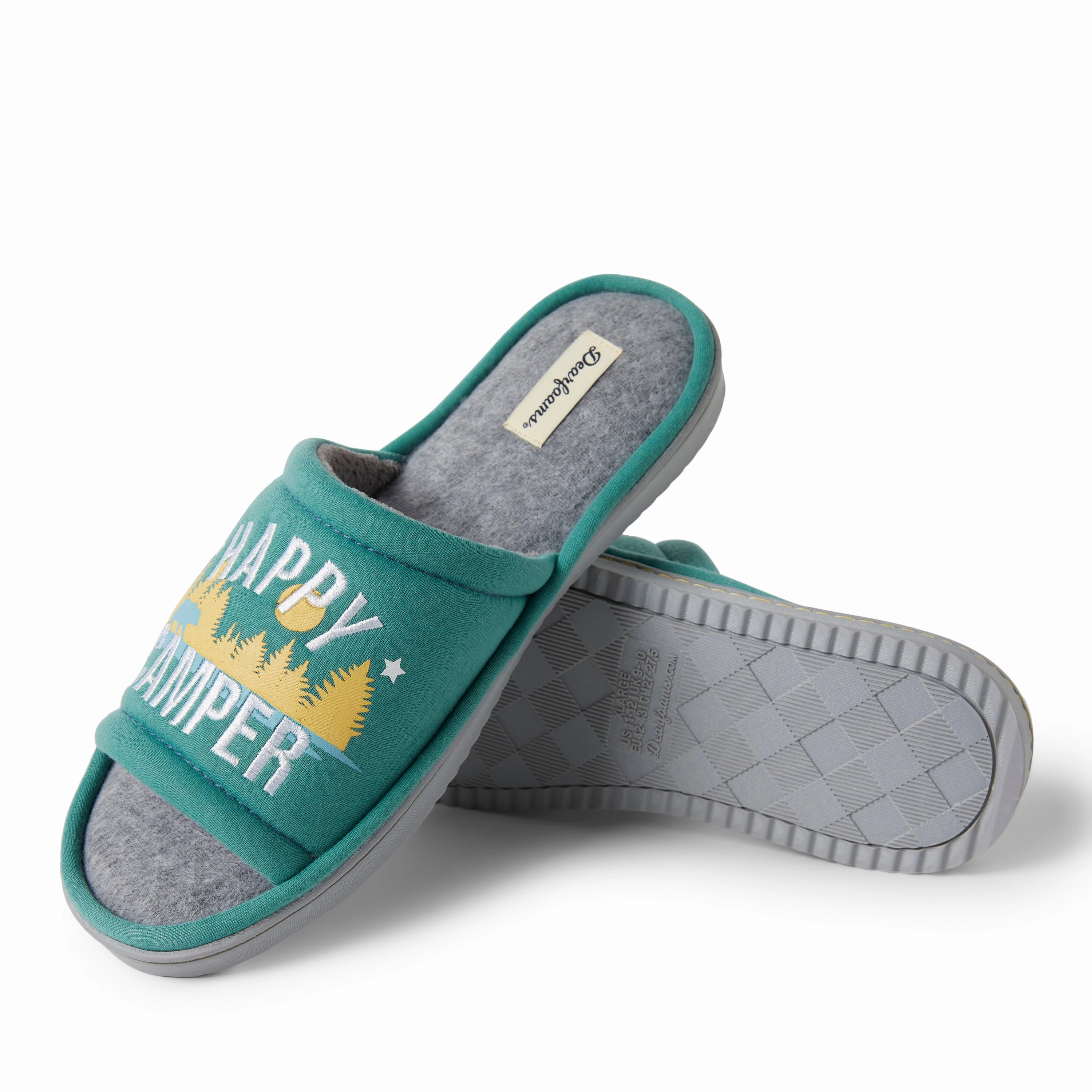 Dearfoams Mens Mens Lennox Sweatshirt Camp Slide Slipper