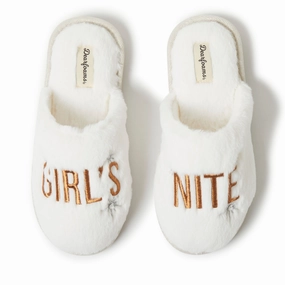 Dearfoams Women's Fluffy Holiday Celebration Gifting Slipper Cozy Womens Slippers discount