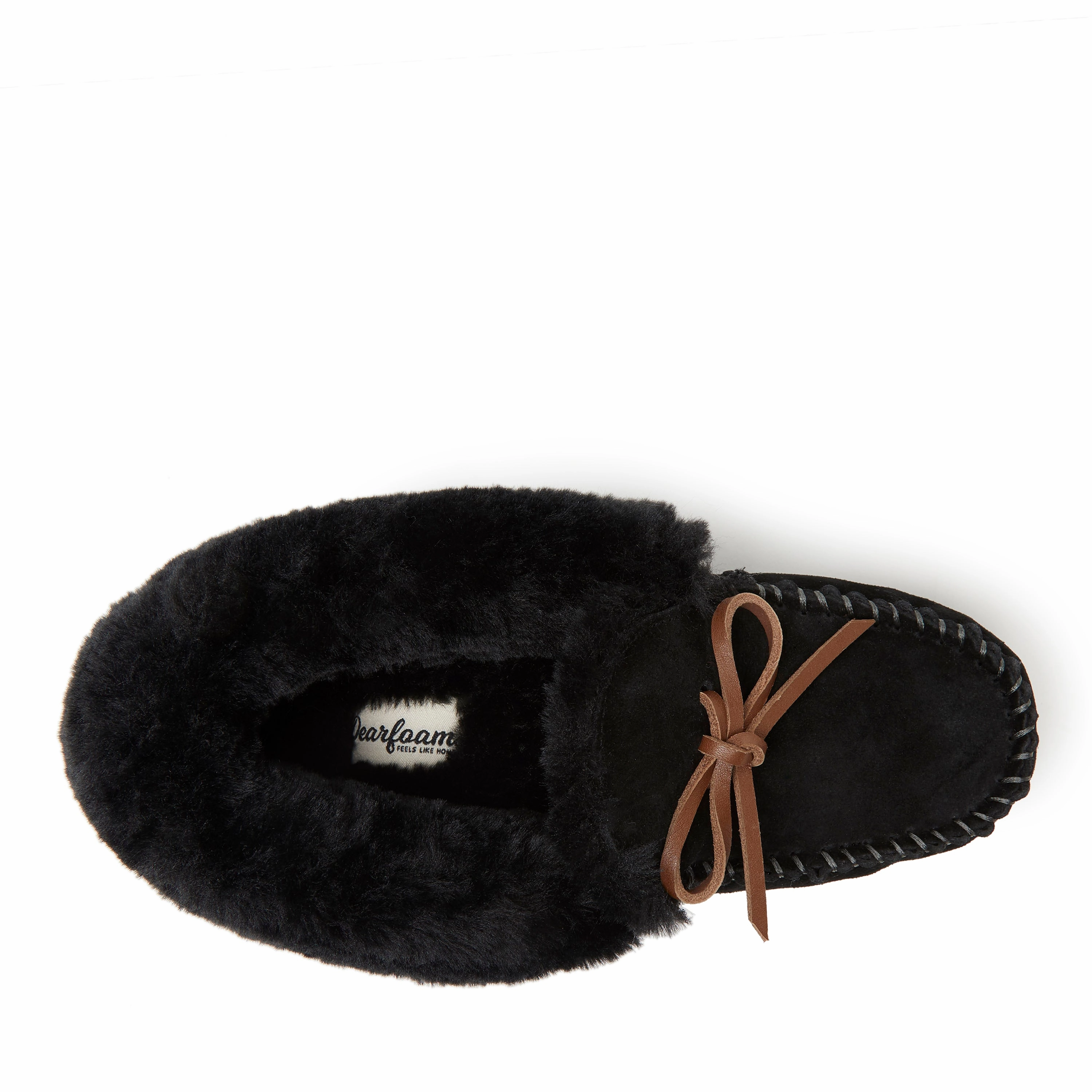 Dearfoams Women's Genuine Suede Foldover Moc with Tie