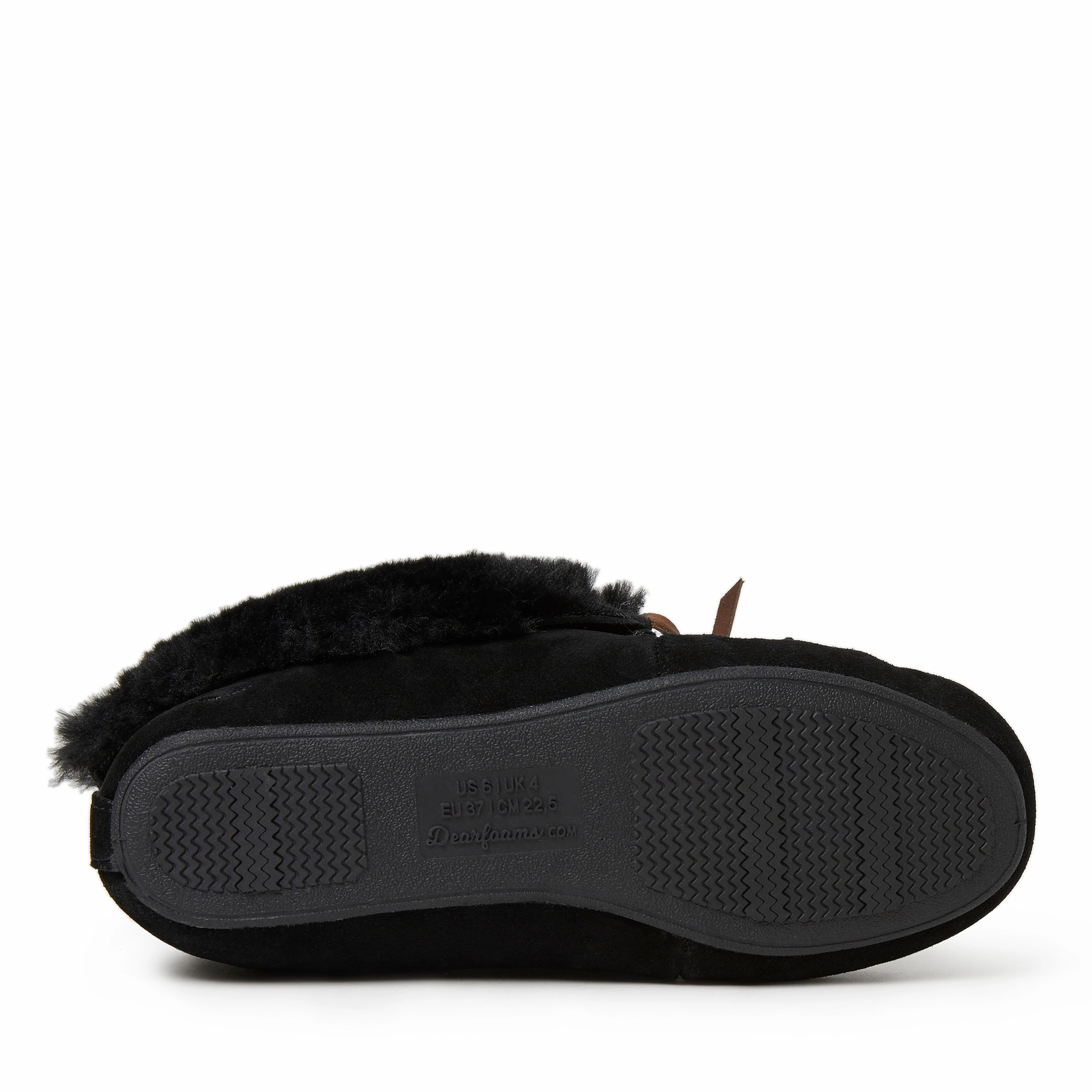 Dearfoams Women's Genuine Suede Foldover Moc with Tie