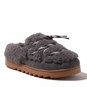 Dearfoams Women's Giselle Lace Up Teddy Clog Slipper Cozy Womens Slippers discount