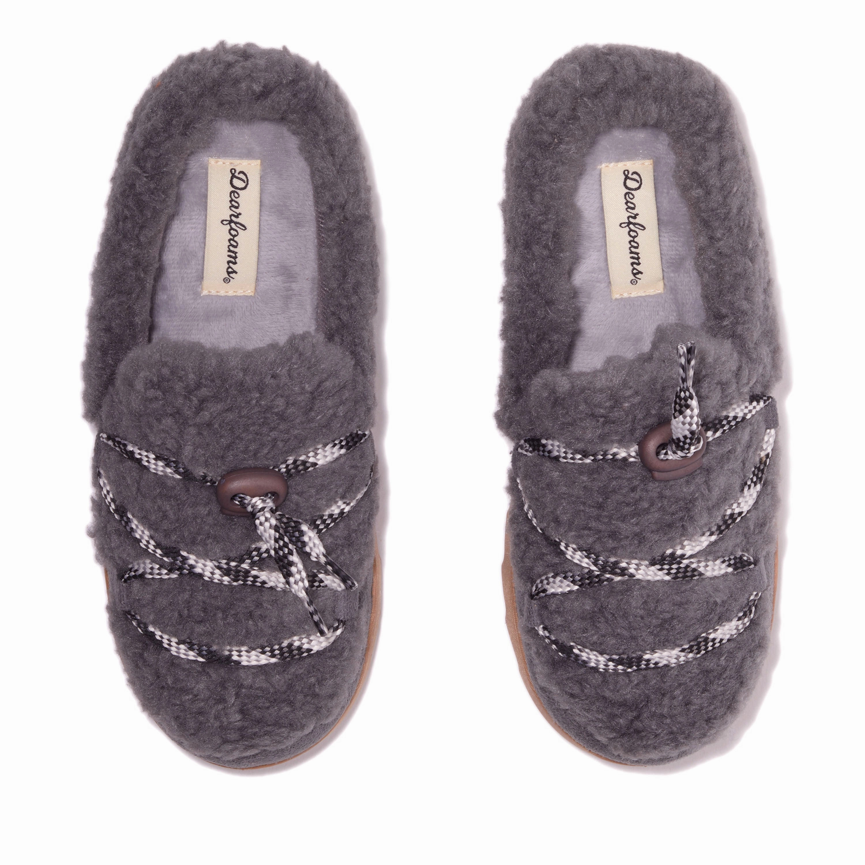 Dearfoams Women's Giselle Lace Up Teddy Clog Slipper