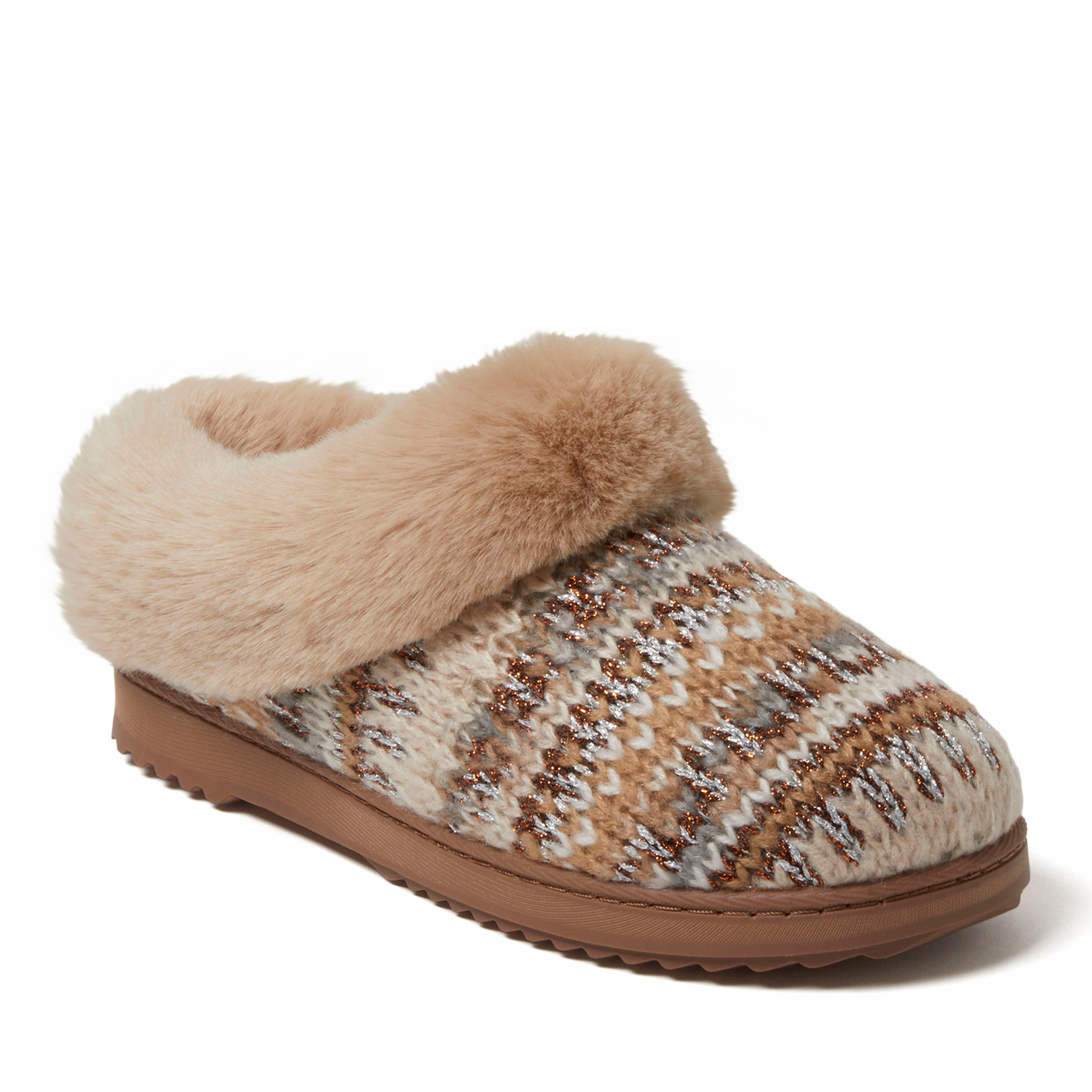 Dearfoams Women's Hannah Festive Knit Clog Slipper