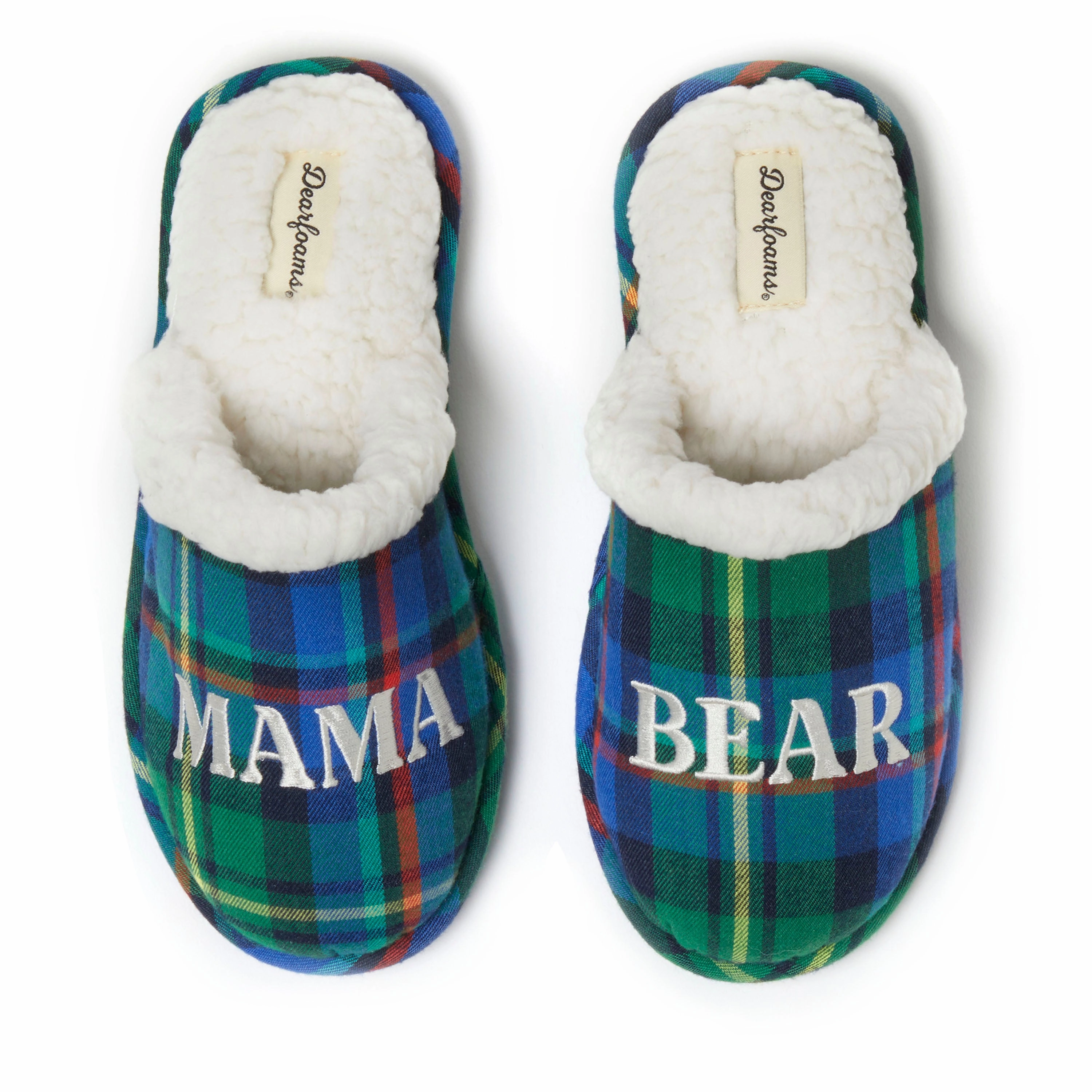 Dearfoams Women's Mama Bear Plaid Scuff Slipper
