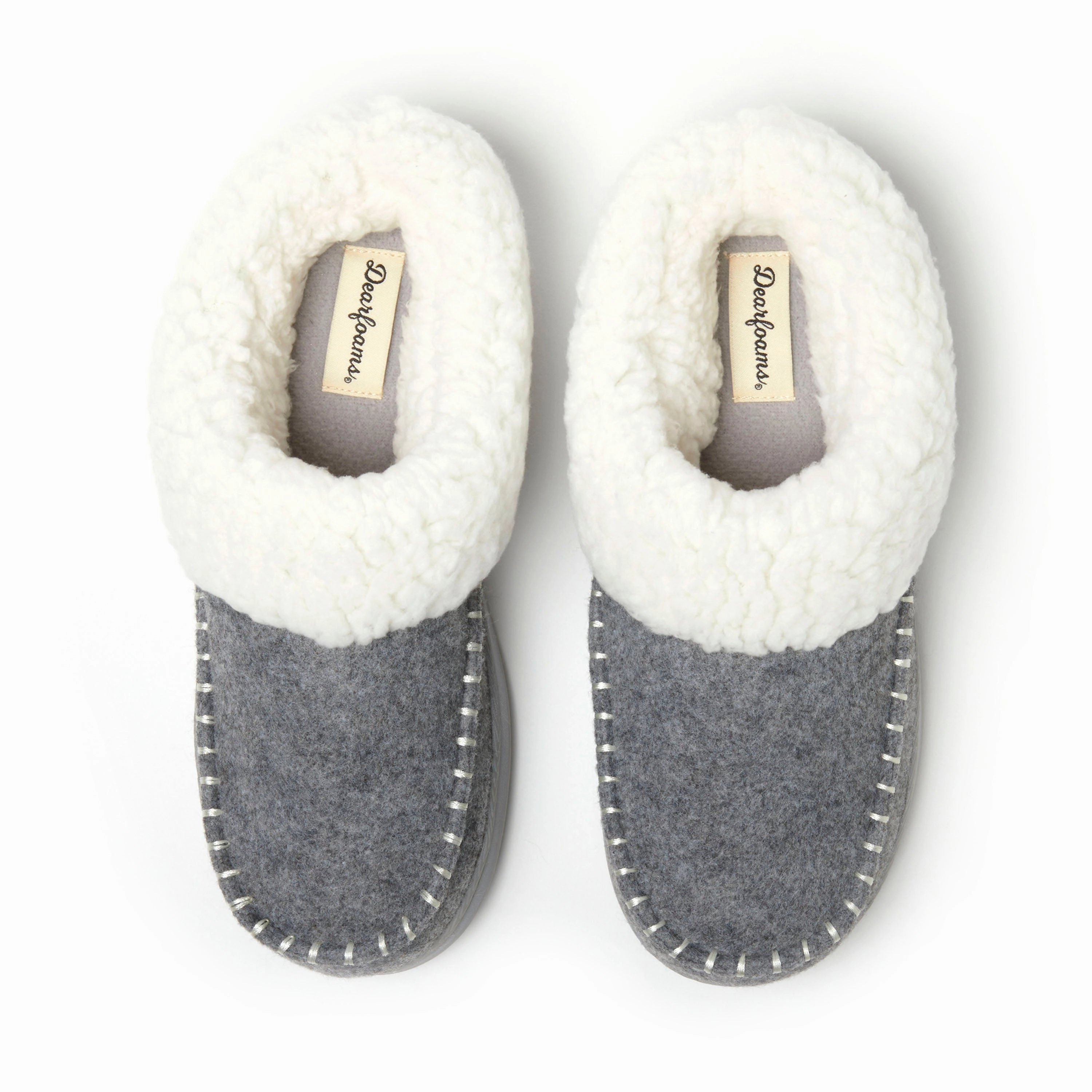 Dearfoams Women's Nyla Felted Plaid Moccasin Toe Clog Slipper