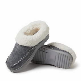 Dearfoams Women's Nyla Felted Plaid Moccasin Toe Clog Slipper Cozy Womens Slippers discount