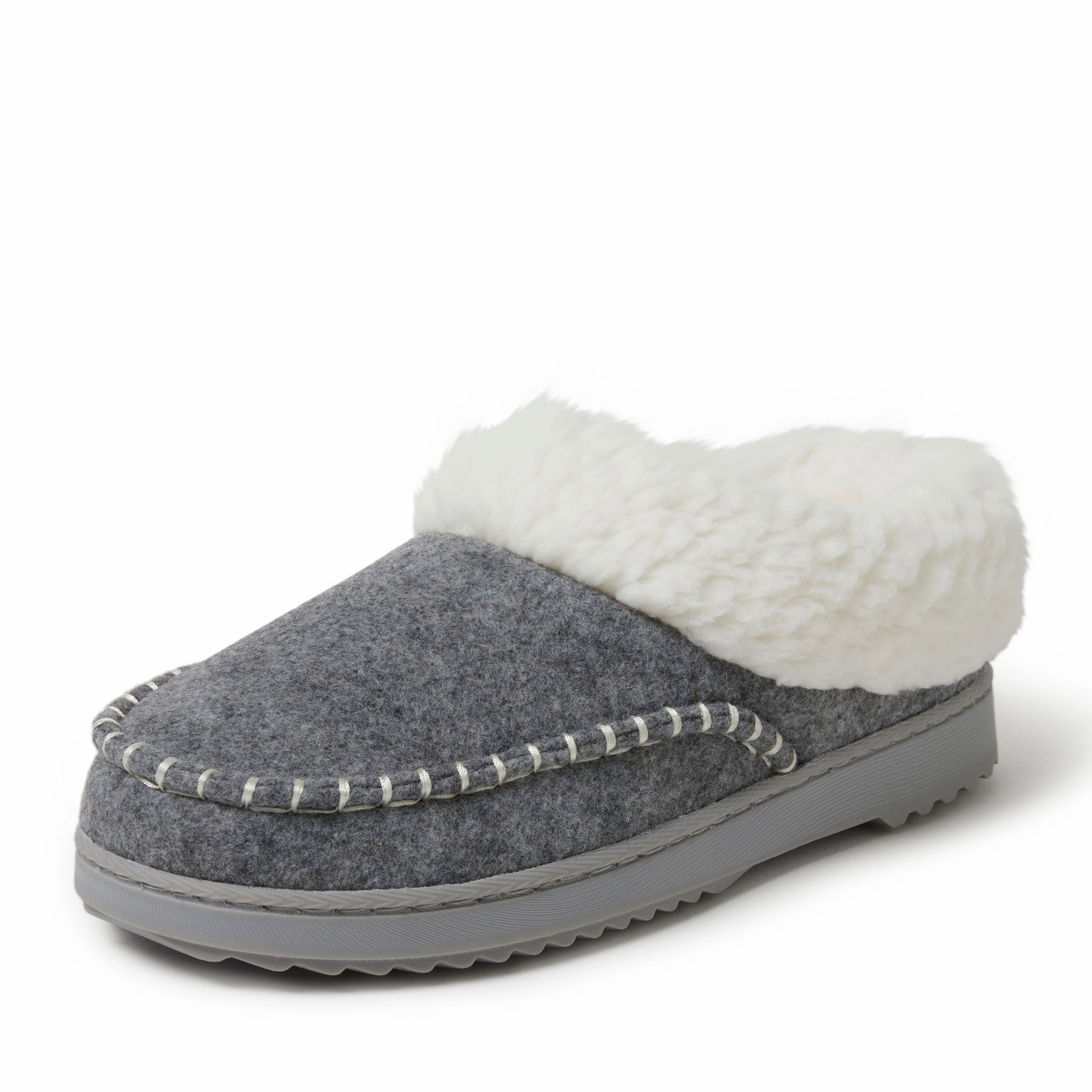 Dearfoams Women's Nyla Felted Plaid Moccasin Toe Clog Slipper