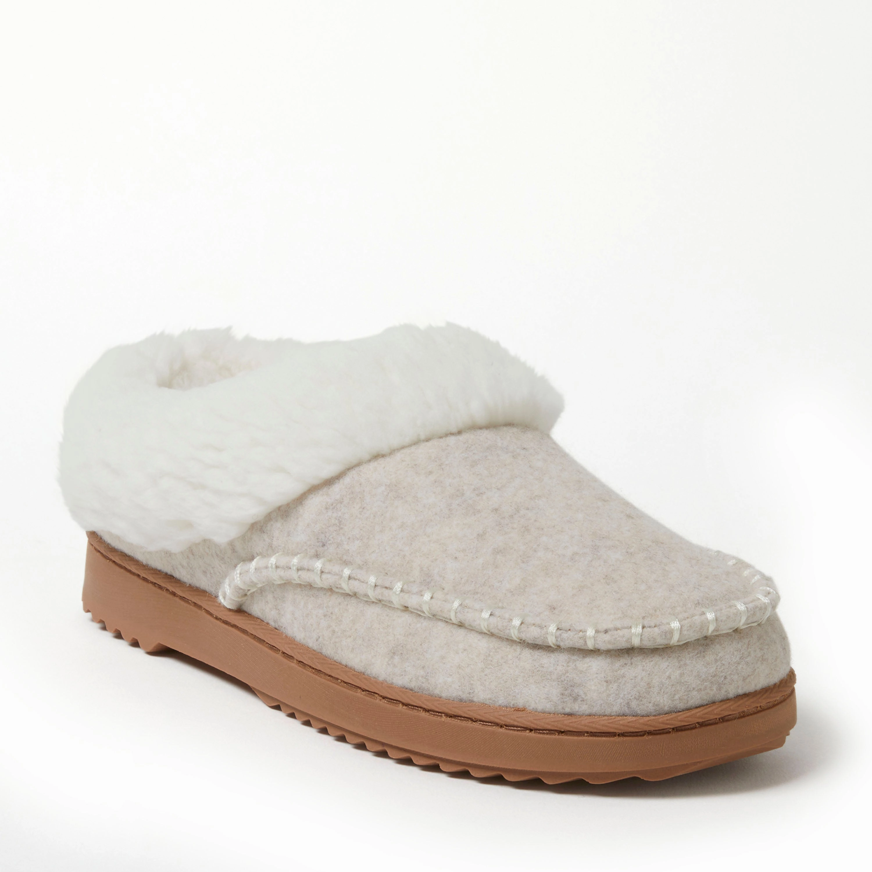 Dearfoams Women's Nyla Felted Plaid Moccasin Toe Clog Slipper