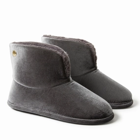 Dearfoams Women's Sara Shiny Velour Bootie Slippers Cozy Womens Slippers discount