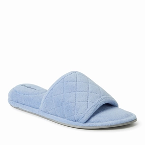 Dearfoams Womens Beatrice Quilted Microfiber Terry Slide Slipper Cozy Womens Slippers discount