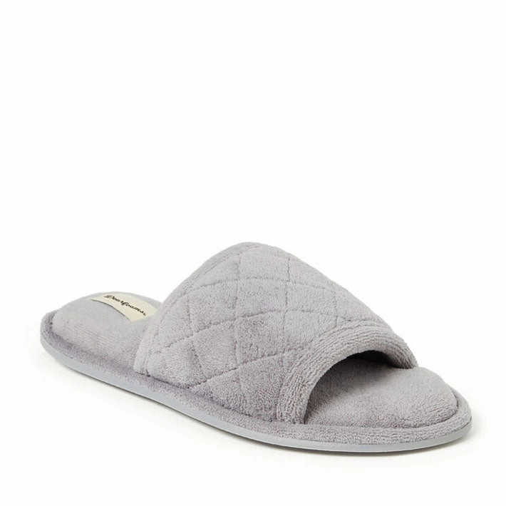 Dearfoams Womens Beatrice Quilted Microfiber Terry Slide Slipper