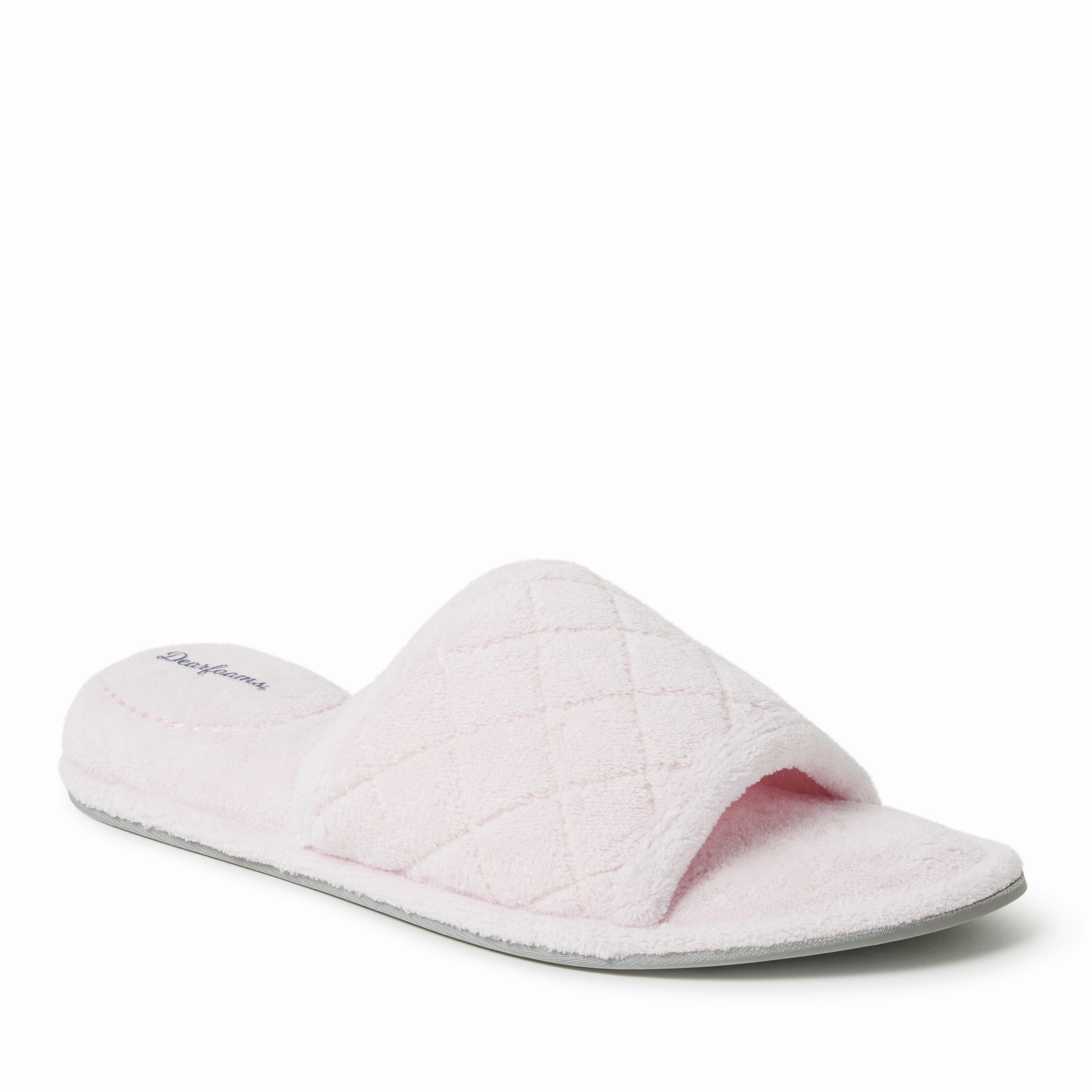 Dearfoams Womens Beatrice Quilted Microfiber Terry Slide Slipper