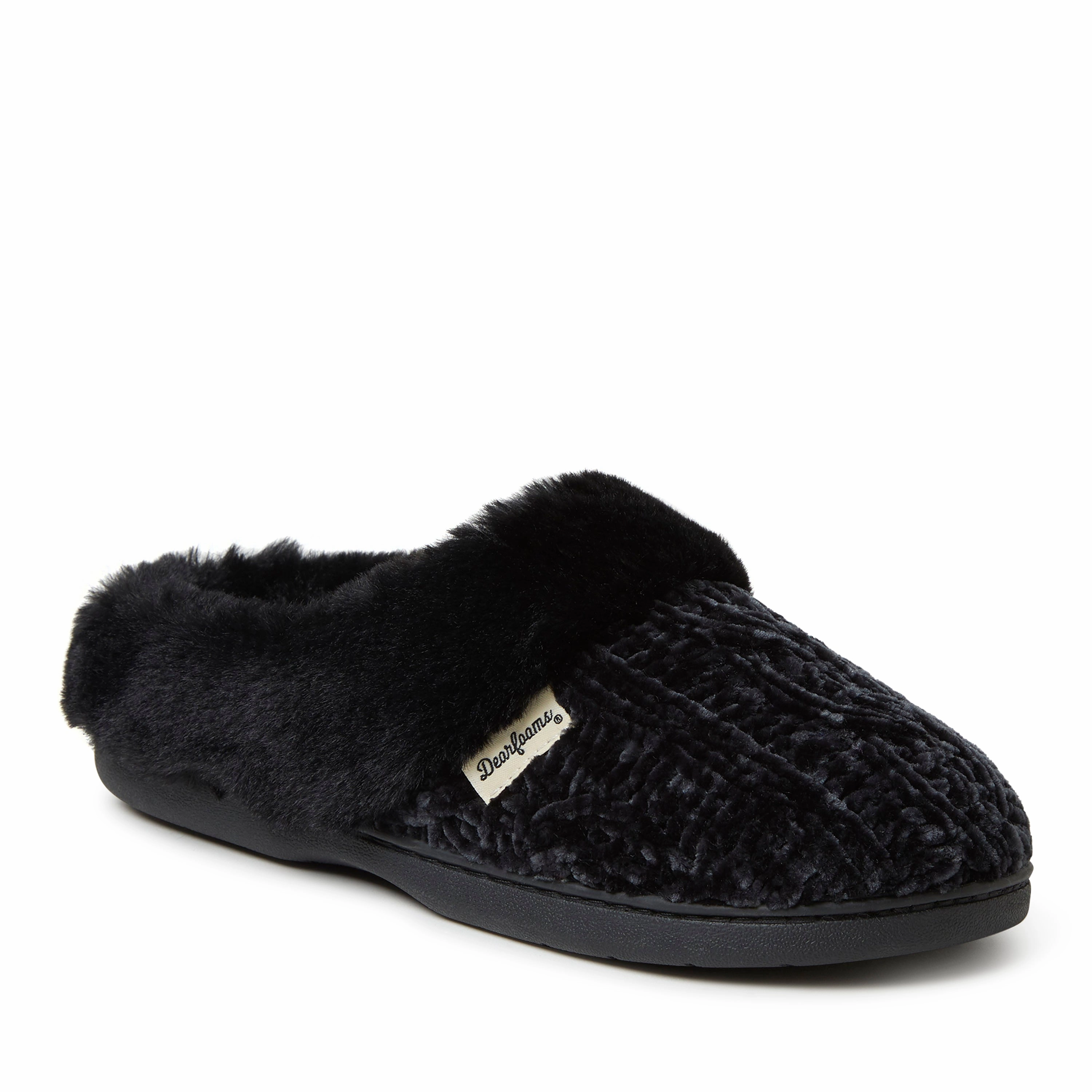Dearfoams Womens Claire Cable Knit Chenille Clog Slipper