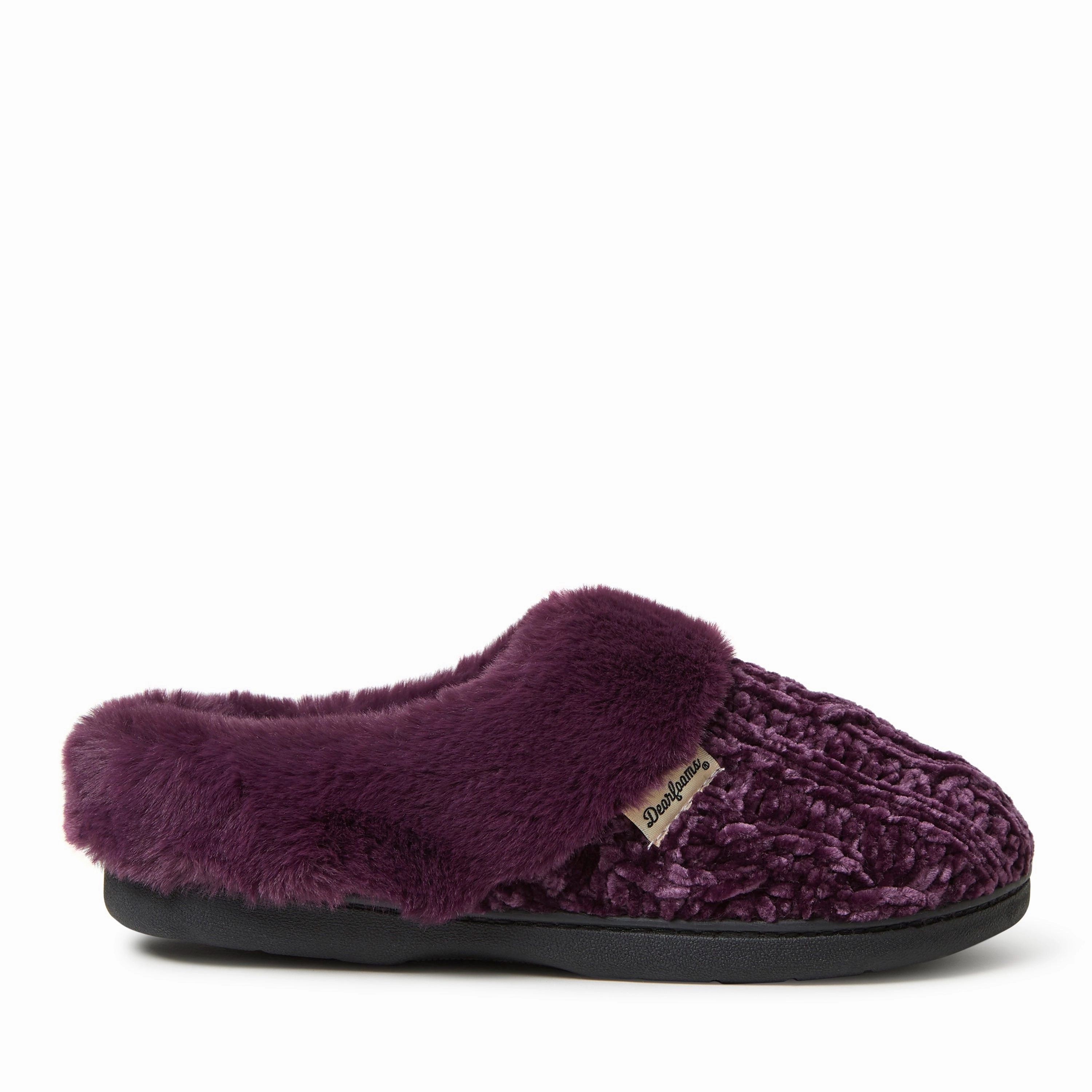 Dearfoams Womens Claire Cable Knit Chenille Clog Slipper